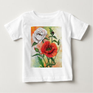Red White Poppies Baby T - Shirt
