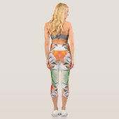 Red White Poppies Capri Leggings Blume (Rückseite)