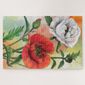 Red White Poppies Jigsaw Puzzle Malerei (Horizontal)