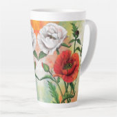 Red White Poppies Latte Tasse (Rechte Ecke)
