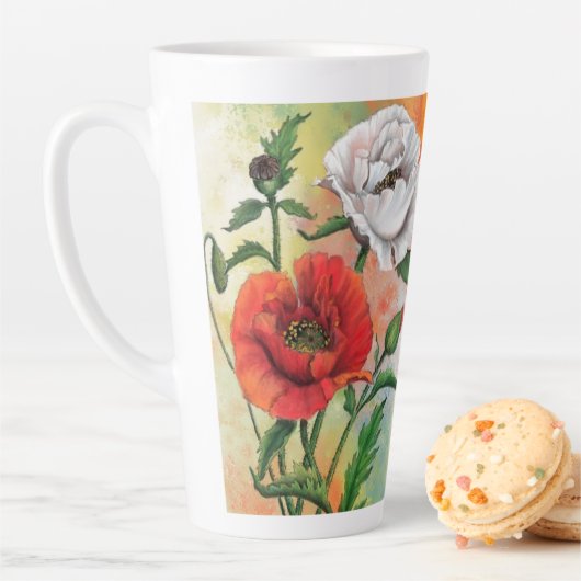 Red White Poppies Latte Tasse (Beispiel)