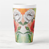 Red White Poppies Latte Tasse (Vorderseite)