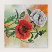 Red White Poppies Puzzle - Schöne Blume (Horizontal)