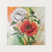 Red White Poppies Tapestry Wandteppich (Vorderseite)