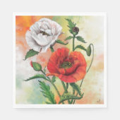 Red White Poppy Napkins Serviette (Vorderseite)