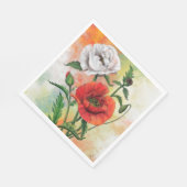 Red White Poppy Napkins Serviette (Ecke)