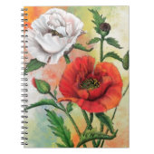 Red White Poppy Notebook-Blume Notizblock (Vorderseite)