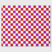 Red White Purple Checkered Pattern Design  Geschenkpapier (Flach)