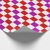 Red White Purple Checkered Pattern Design  Geschenkpapier (Ecke)