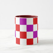 Red White Purple Checkered Pattern Design  Tasse (Zentrum)