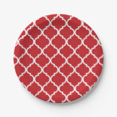 Red White Quatrefoil Pappteller (Vorderseite)