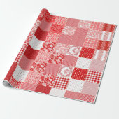 Red White Quilted Danish Star Squares Geschenkpapier (Ungerollt)