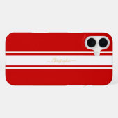 Red White Racing Stripes Gold Mit Monogramm iPhone Hülle (Rückseite (Horizontal))