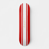 Red White Racing Stripes Gold Mit Monogramm Skateboard (Vorne)