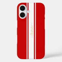 Red White Racing Stripes Gold Mit Monogramm Stylis