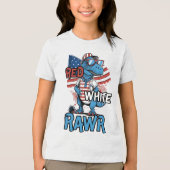 RED WHITE RAWR Patriotic Cool Dinosaurier Tri-Blend Shirt (Vorderseite)