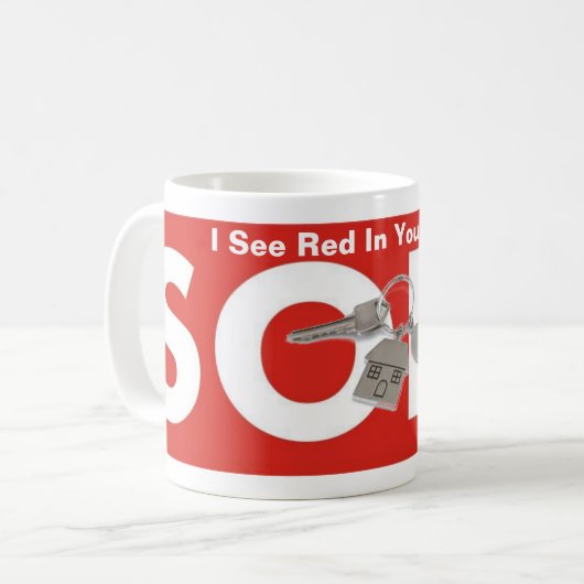 Red White Real Anwesen Agent Sold Sign Coffee Cup Kaffeetasse (Vorderseite Links)