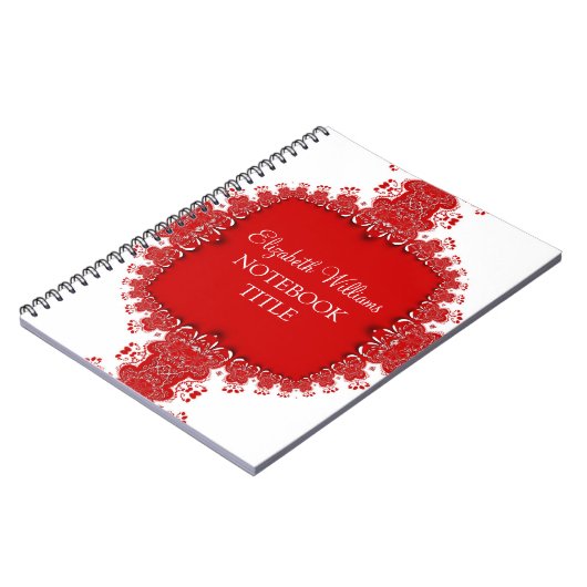 Red White Regal Decor Lace Notebook Notizblock (Linke Seite)