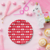 Red White Rentier und Christmas Tree Muster Pappteller (Party)