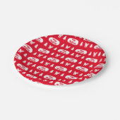 Red White Rentier und Christmas Tree Muster Pappteller (Schrägansicht)