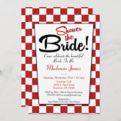Red White Retro 50er Diner Bridal Dusche Einladung (Vorne/Hinten)