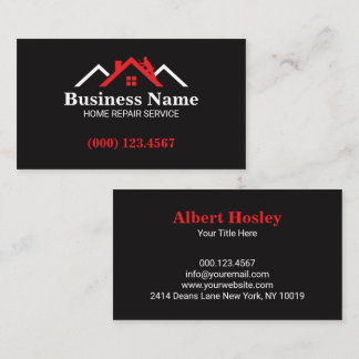 Red White Roofing House Climber Business Card Visitenkarte