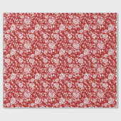 Red White Rose Muster Valentine Geschenkpapier (Flach)