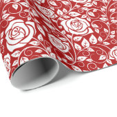 Red White Rose Muster Valentine Geschenkpapier (Rolleneckpunkt)