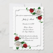 Red & White Roses Christmas Engagement Party Einladung (Vorderseite)