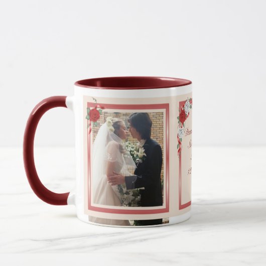 Red & White Roses Paare Ringer Tasse (Links)