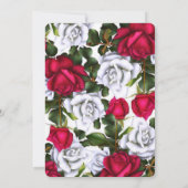 Red & White Roses Shabby Chic Glam Wedding Einladung (Rückseite)