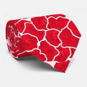 Red White Roses Stilvolles Muster Neck Tie Krawatte (Gerollt)