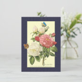 Red White Roses und Butterfly Custom Einladungen (Stehend Vorderseite)