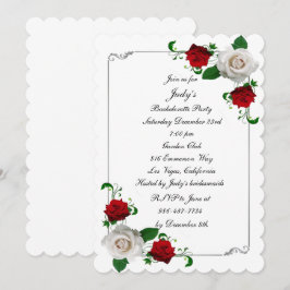 Red & White Roses Weihnachtsfest Junggeselinnen-Ab Einladung