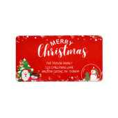 Red White Rustic Snowflake Weihnachtslabel Adressaufkleber (Vorne)