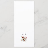 Red White Rustic Watercolor Floral Wedding Menu Menükarte (Rückseite)