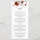 Red White Rustic Watercolor Floral Wedding Menu Menükarte (Vorderseite)