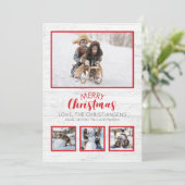 Red White Rustic Wood Foto Weihnachten (Stehend Vorderseite)