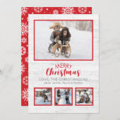 Red White Rustic Wood Foto Weihnachten (Vorne/Hinten)