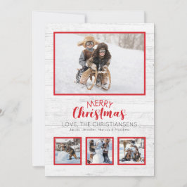 Red White Rustic Wood Foto Weihnachten