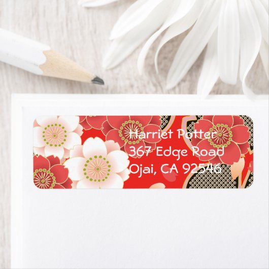 Red & White Sakura Japanischer Kimono (Insitu)