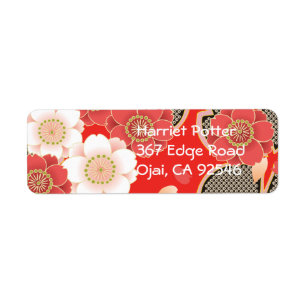 Red & White Sakura Japanischer Kimono