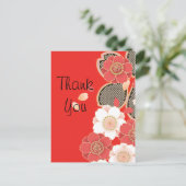 Red & White Sakura Japanischer Kimono Postkarte (Stehend Vorderseite)