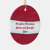 Red White Santa Waist Unser erstes Weihnachtsgesch Keramikornament (Rechts)