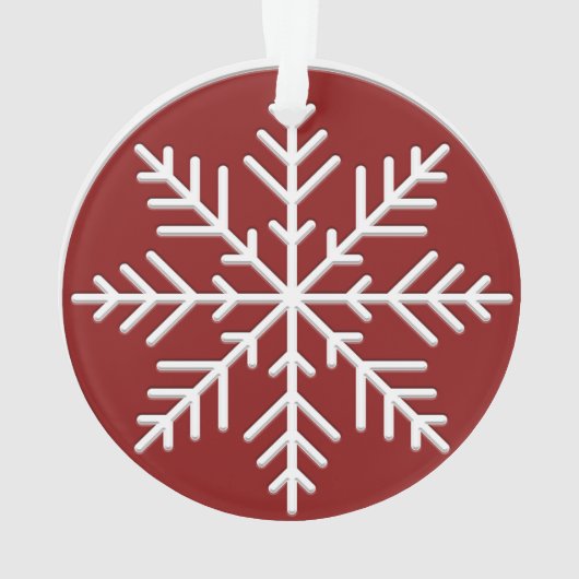 Red White Scandinavian Snowflake Ornament (Rückseite)