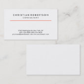 Red White Schlicht Modern Consultant Business Card Visitenkarte (Vorne/Hinten)