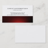 Red White Schlicht Modern Consultant Business Card Visitenkarte (Vorne/Hinten)