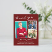 Red White Script 3 Foto Abschluss Vielen Dank (Stehend Vorderseite)