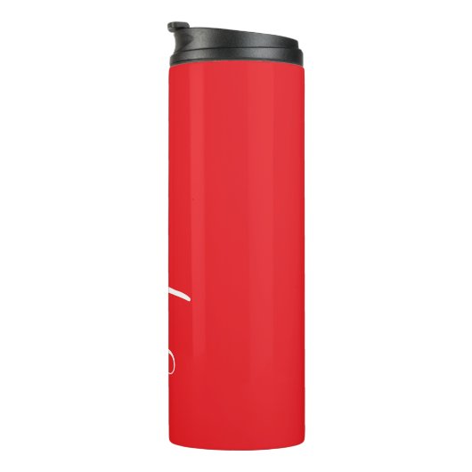 Red White Script Custom Name Thermal Tumbler Thermosbecher (Nach rechts gedreht)