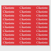 Red White Script Elegant Minimalistisch Moderner N Geschenkpapier (Flach)